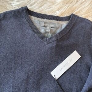 Grayson & Dunn Sweater Navy Blue V-Neck Jumper Pullover Men's XL Knit Cotton NWT